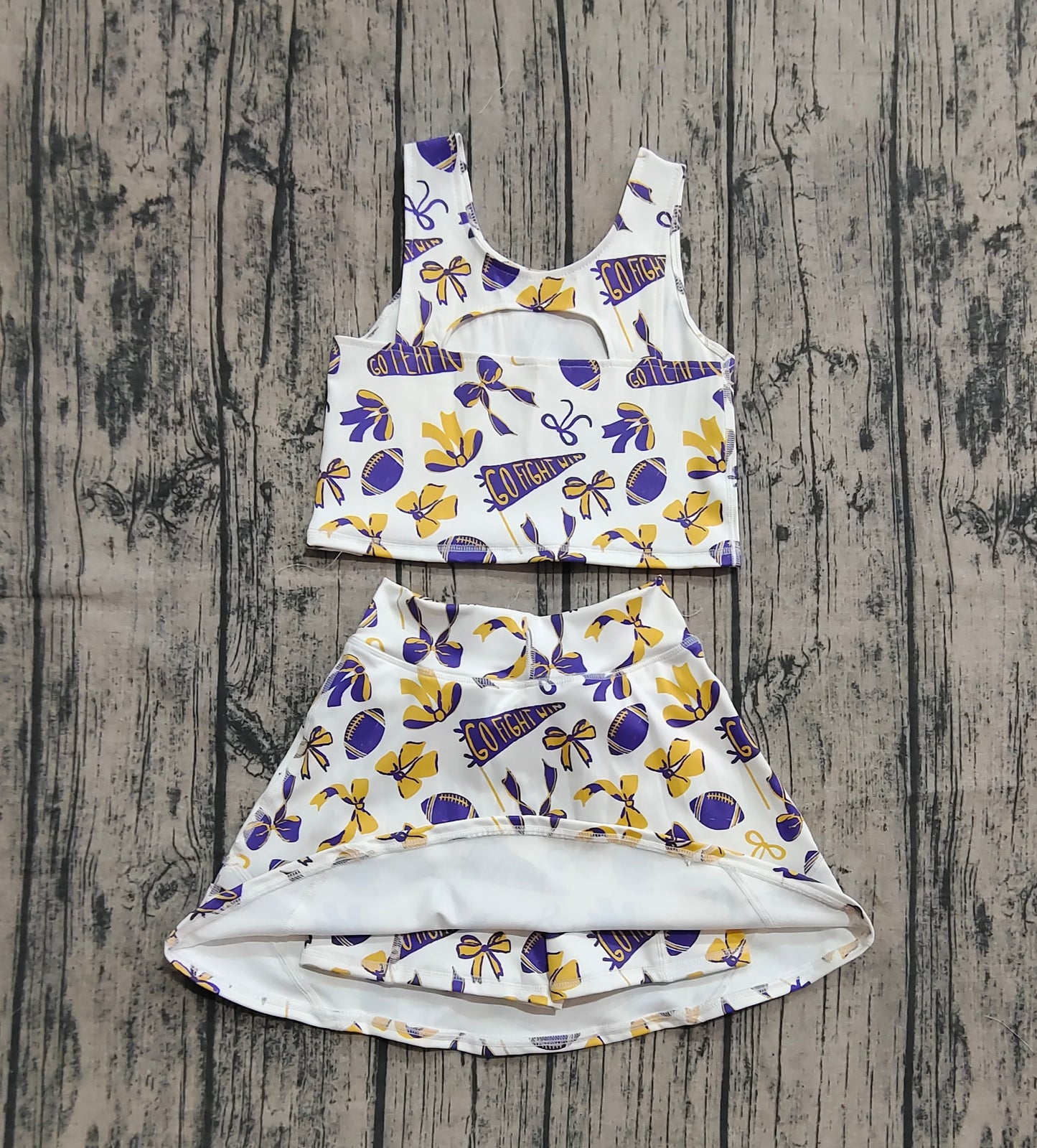 Baby girls football cheer active wear athletic summer purple yoga outfit preorder