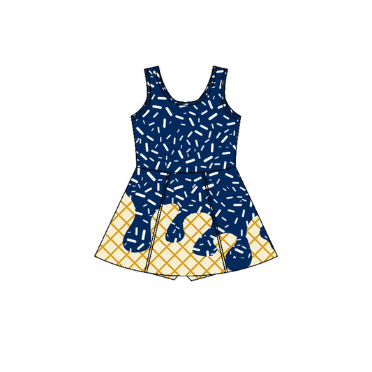 Baby girls navy white active wear athletic summer yoga lace ruffle dress preorder