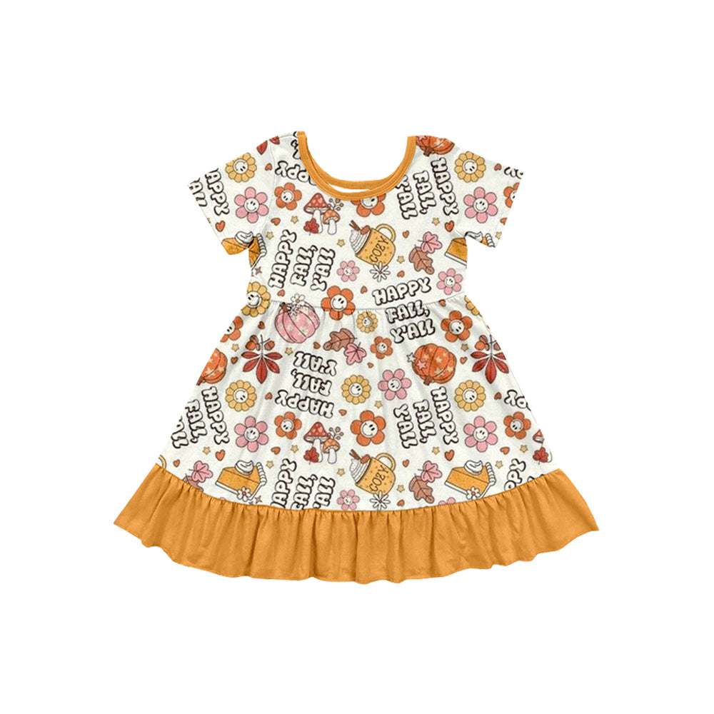 Happy fall yall girls pumpkins short sleeve dress preorder