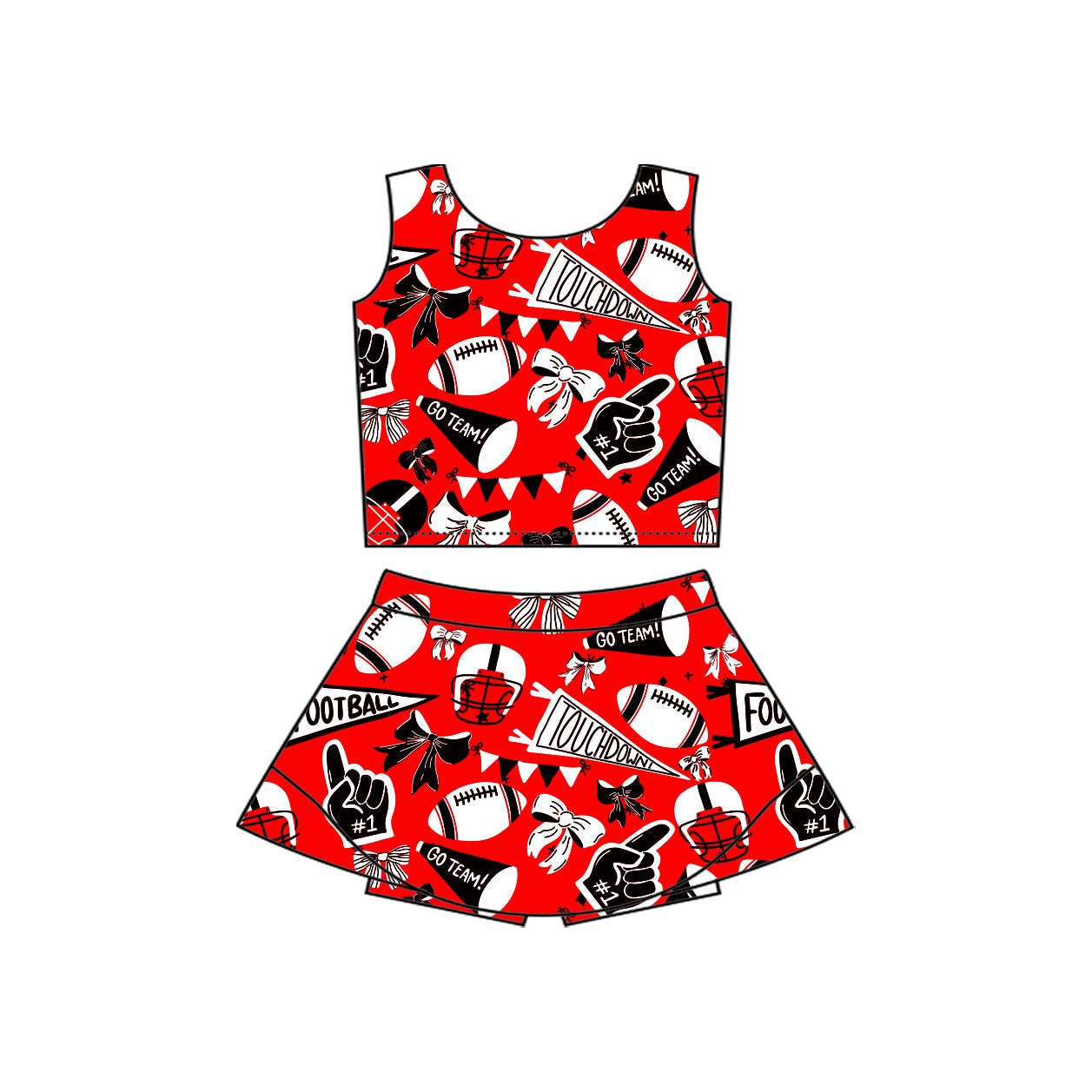 Baby girls team design active wear athletic summer yoga skirt outfit preorder
