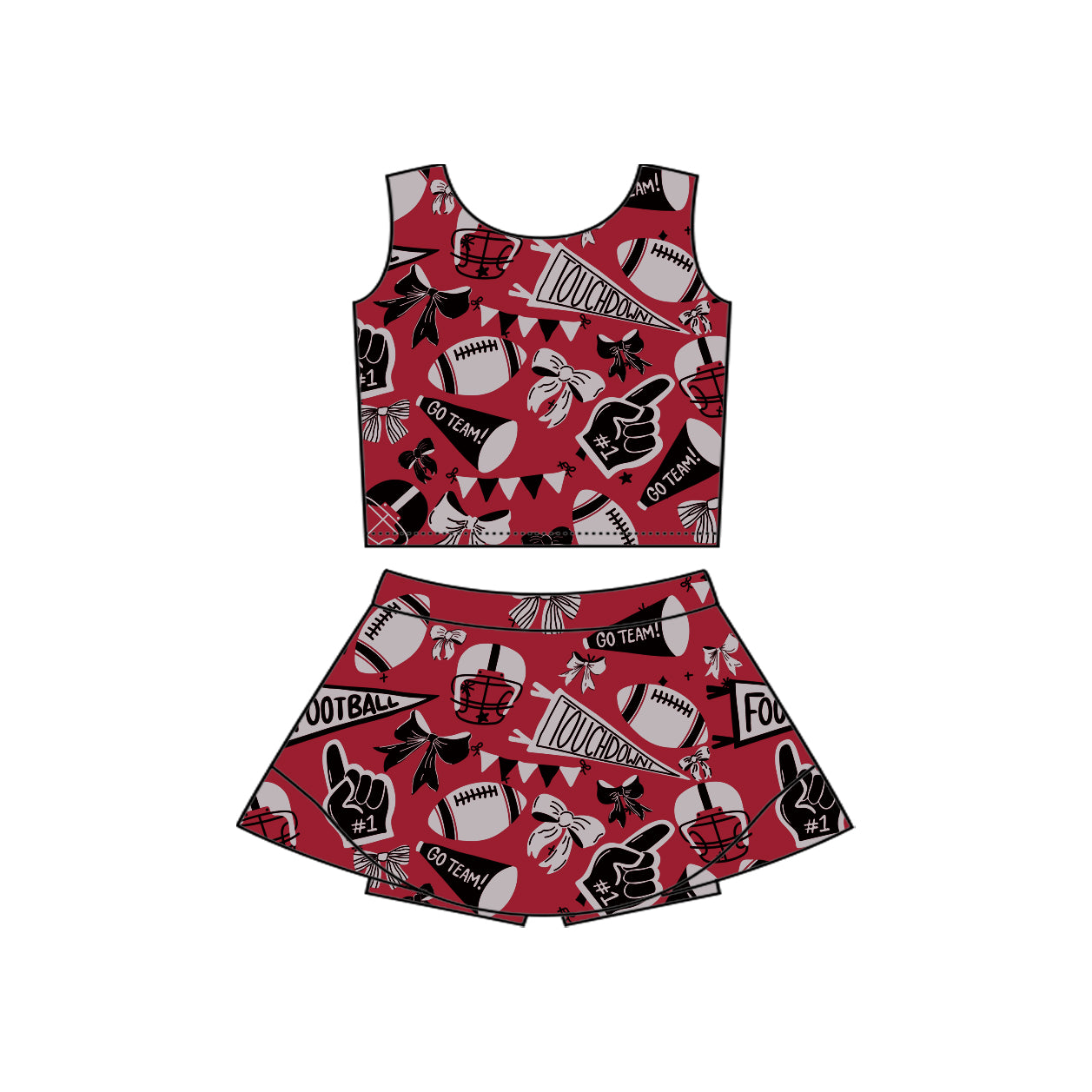 Baby girls team design active wear athletic summer yoga skirt outfit preorder