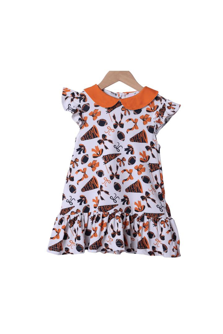 Toddle girls orange team design girls dress preorder