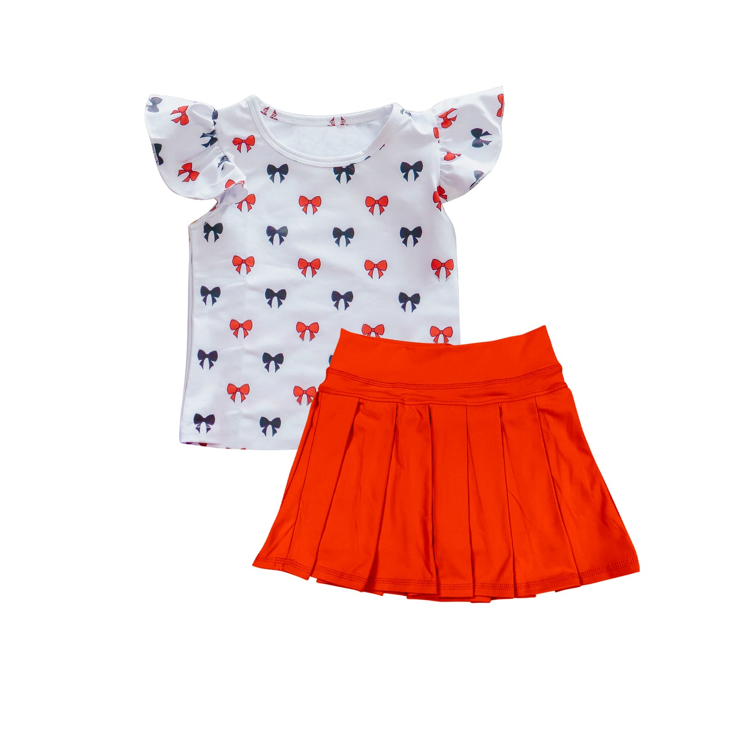Toddle girls red black bow shirt matching skirt outfit set preorder