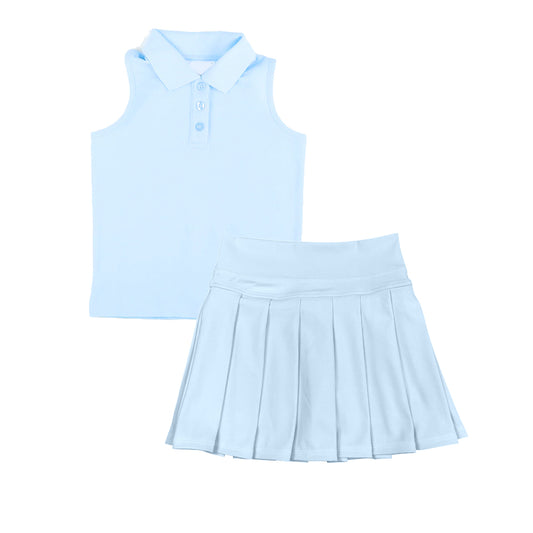 Baby girls blue top matching skirt active wear athletic summer clothes preorder