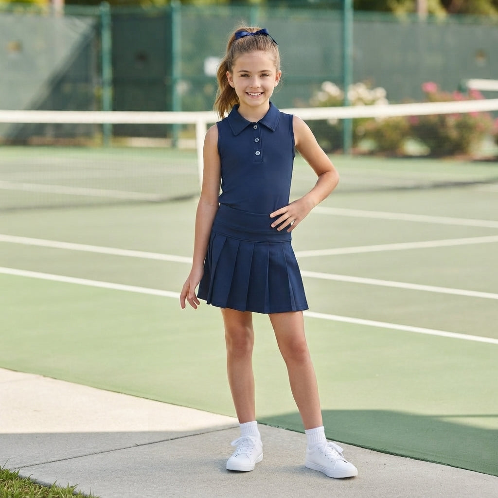 Baby girls navy top matching skirt active wear athletic summer clothes