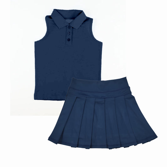 Baby girls navy top matching skirt active wear athletic summer clothes preorder