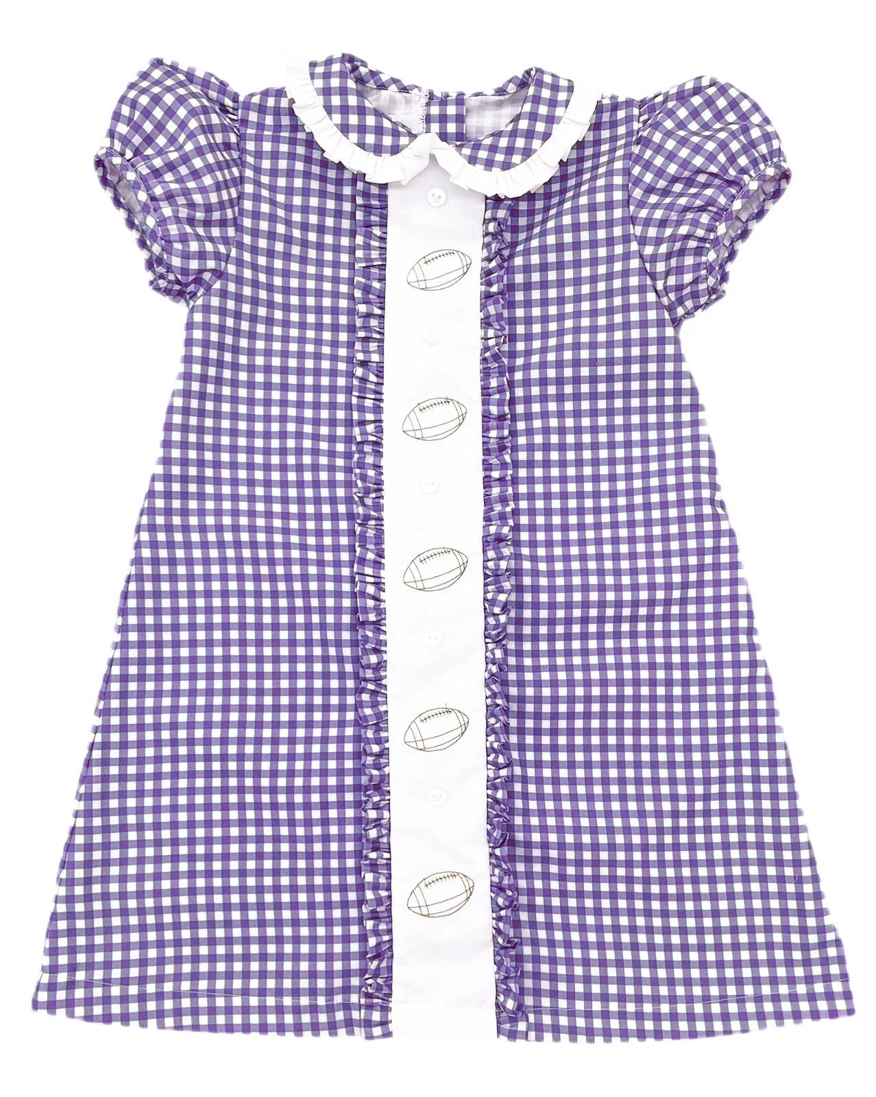 Purple plaid football girls short sleeve dress preorder