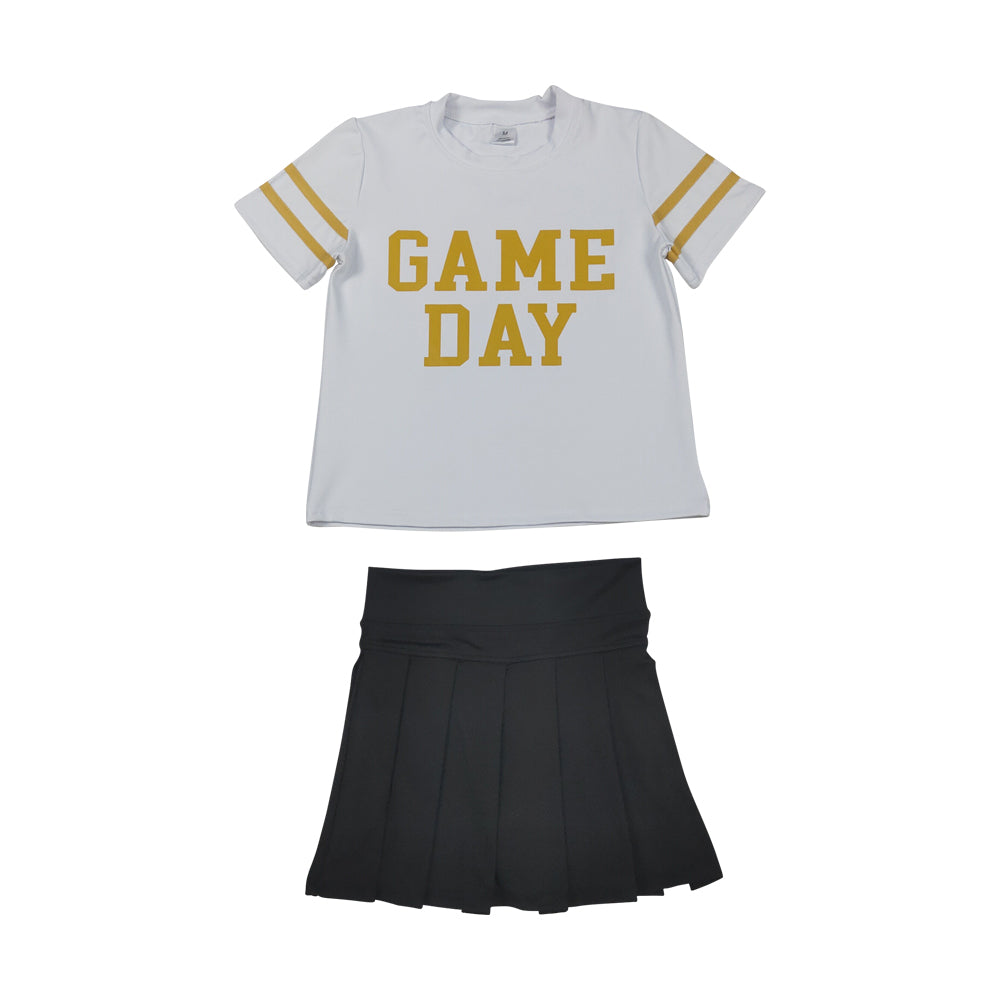 Game day golden shirt black yoga skort girls summer matching outfit