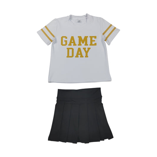 Game day golden shirt black yoga skort girls summer matching outfit