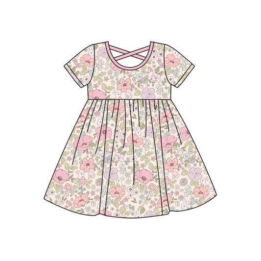 Easter bunny floral girls short sleeve dress preorder