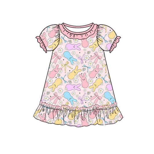 Easter bunny floral girls short sleeve dress preorder
