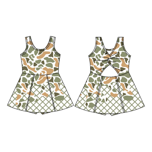 Baby girls green camo active wear athletic summer yoga skirt dress  preorder