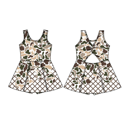 Baby girls deer duck camo active wear athletic summer yoga skirt dress  preorder