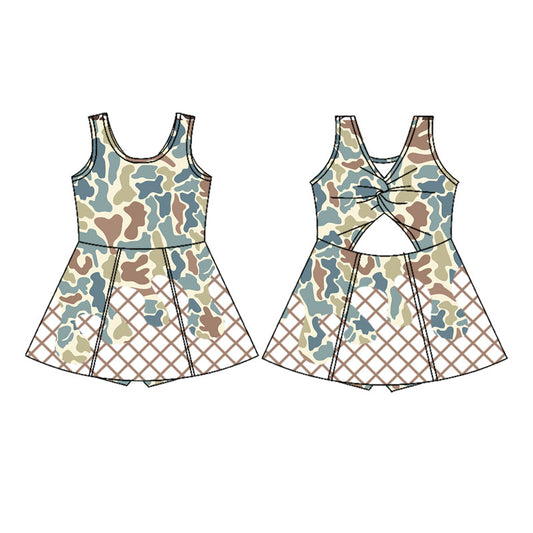 Baby girls khaki camo active wear athletic summer yoga skirt dress  preorder