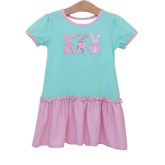 Easter floral bunny baby girl short sleeve dress preorder