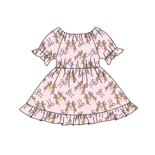 Easter bunny bow design girls holiday dress preorder