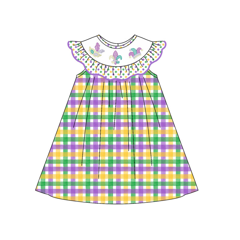 Mardi Gras design girls short sleeve dress preorder