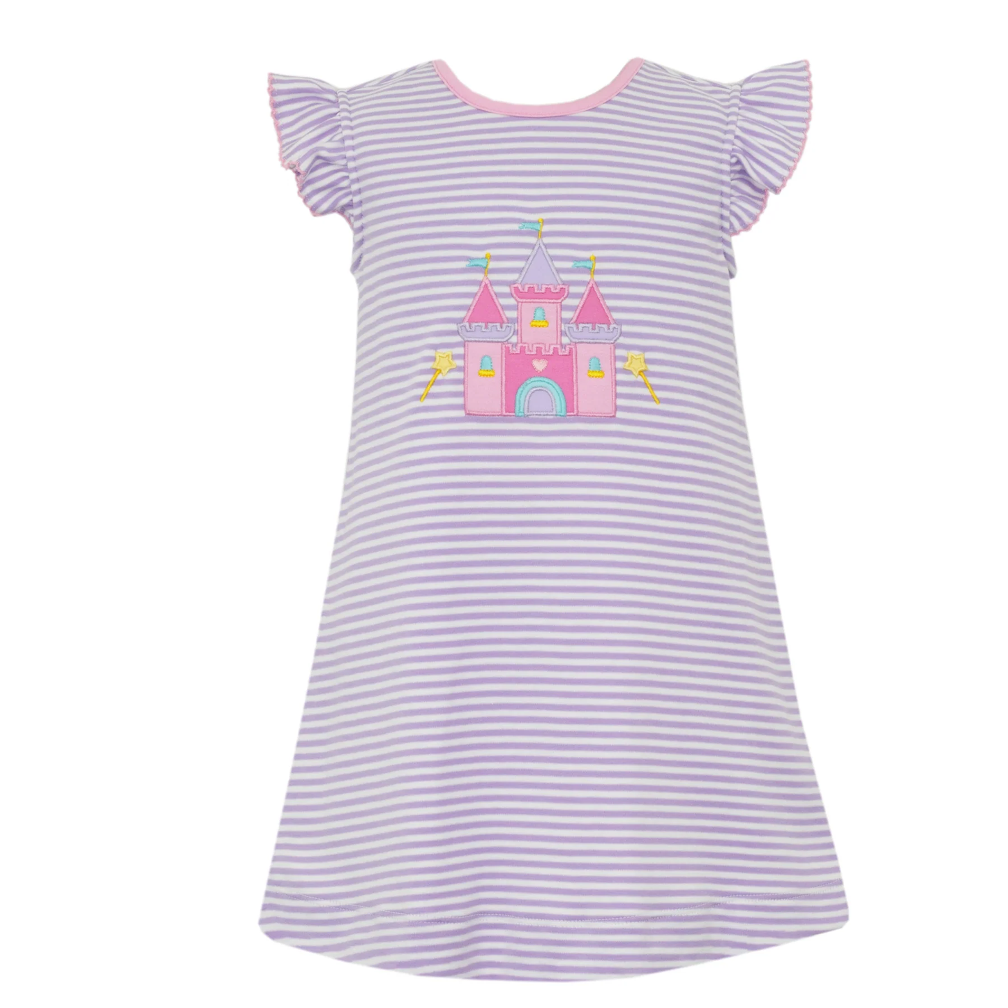 Castle design lavender stripes girls summer dress preorder