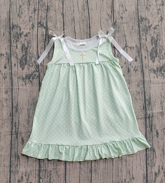 Easter cross polka dots girls holiday dress preorder
