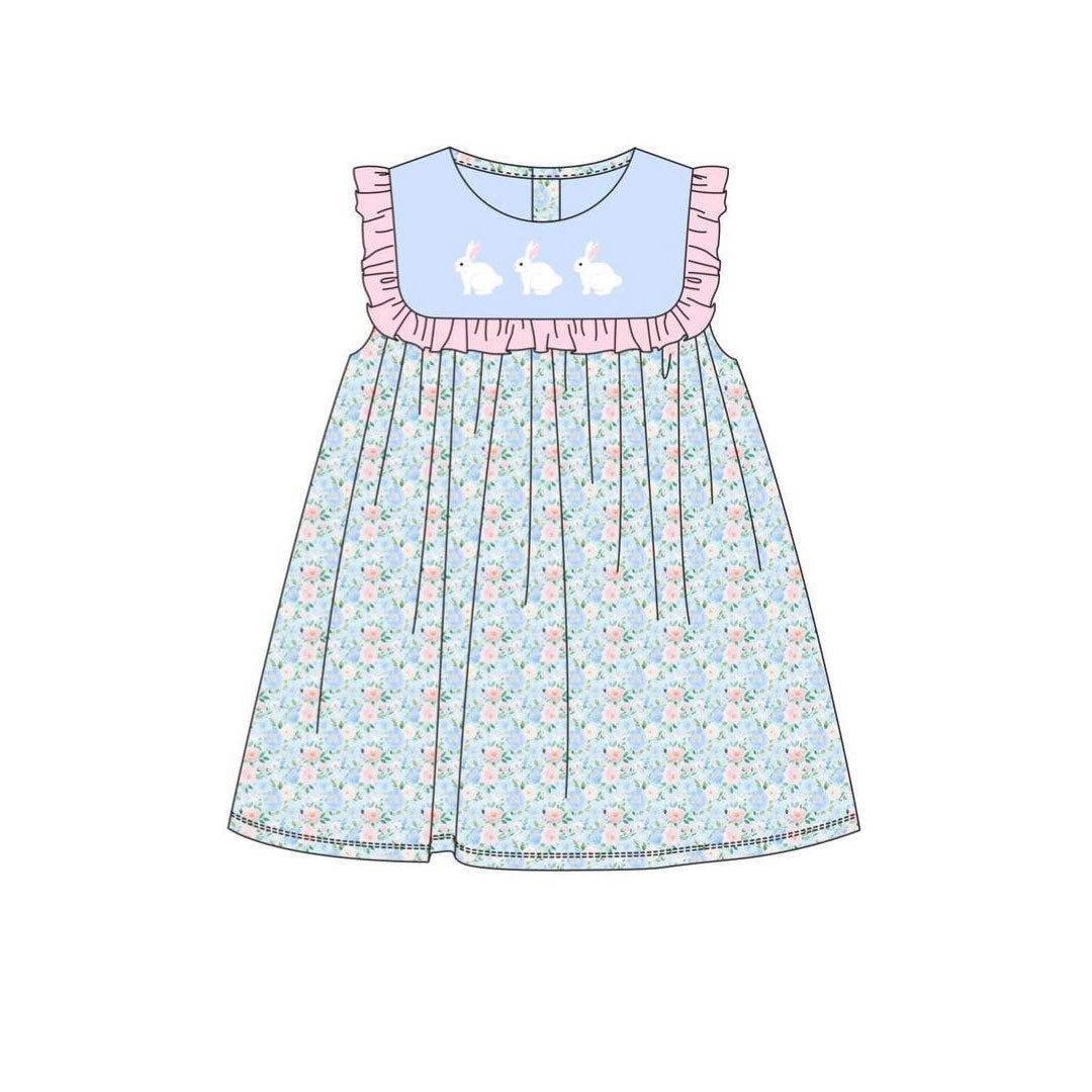 Easter bunny floral print girls holiday dress preorder