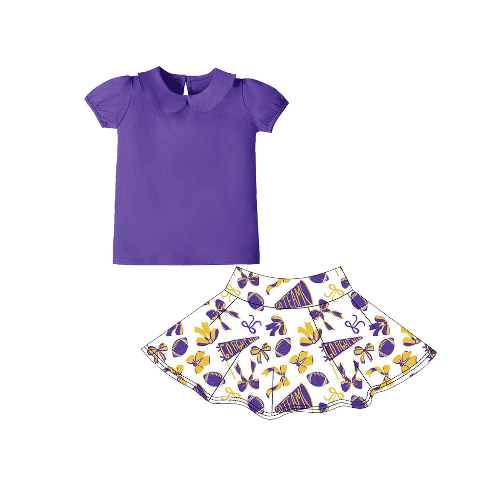 Purple yoga top matching skirts girls team design outfit preorder