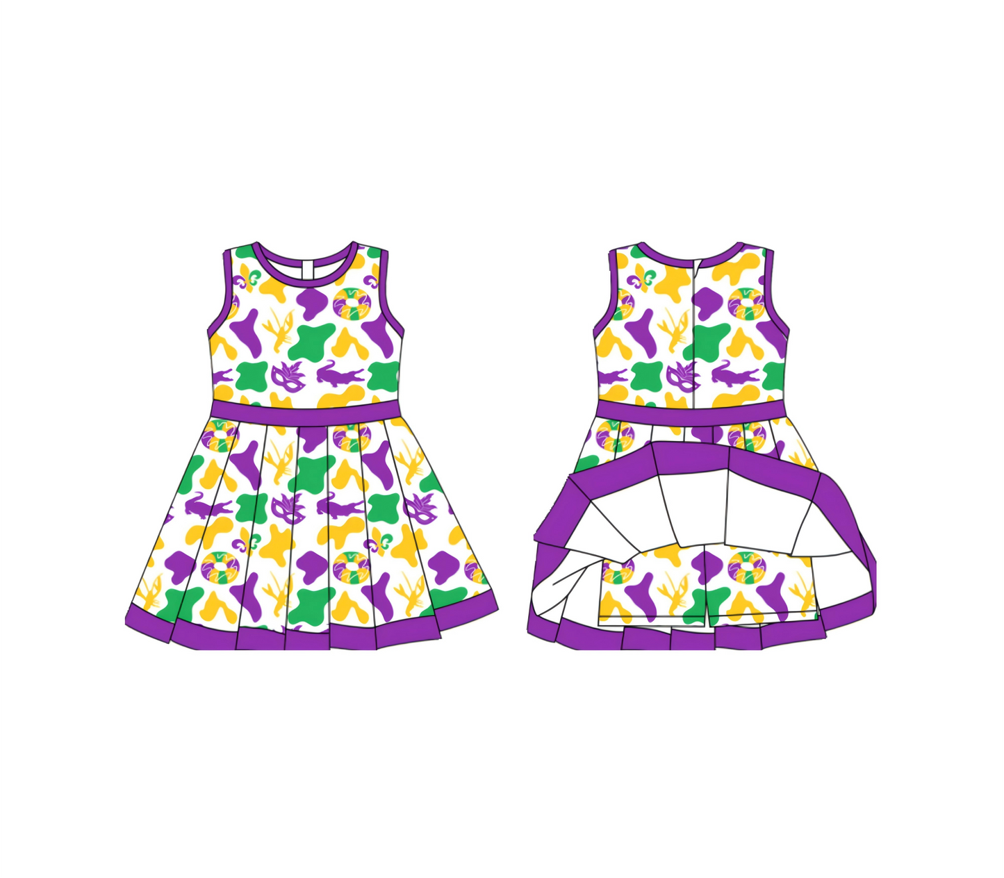 Mardi Gras mask design girls yoga dress preorder