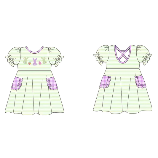 Easter bunny girls holiday pocket design dress preorder