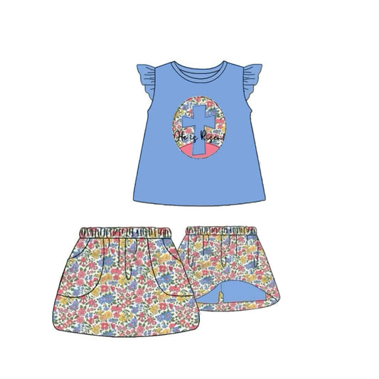 Easter he is risen floral design kids girls skirt outfit preorder