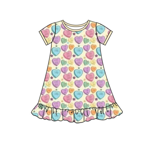 Girls colorful heart design Valentines day dress preorder