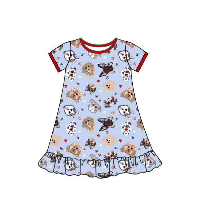 Girls Valentines day dog design dress preorder