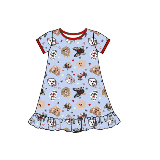 Girls Valentines day dog design dress preorder