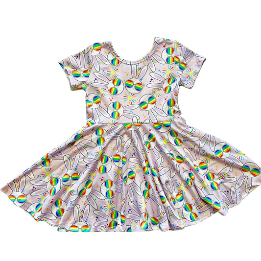 Girls Easter bunny short sleeve dress preorder