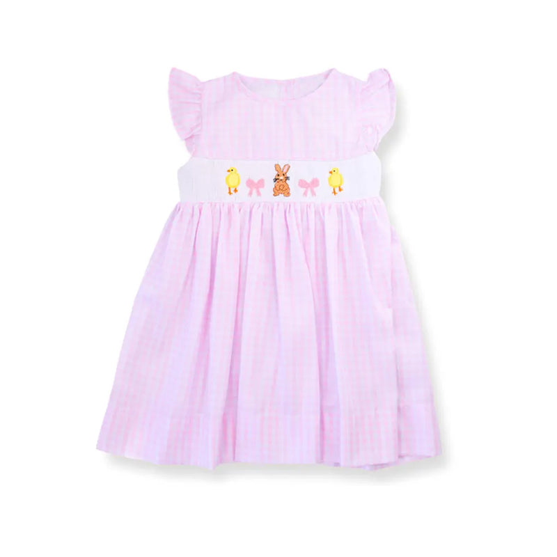 Girls Easter bunny pink bow short sleeve dress preorder