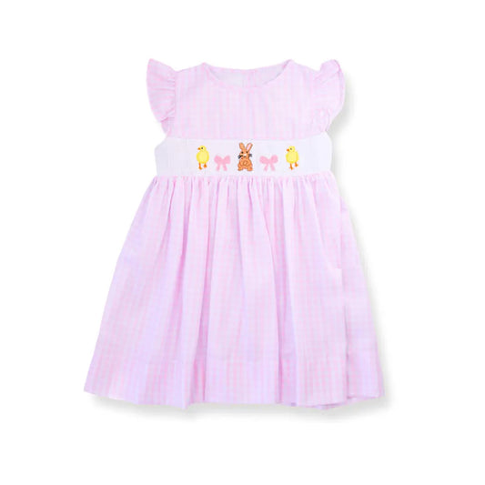 Girls Easter bunny pink bow short sleeve dress preorder
