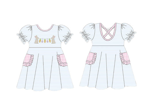 Girls easter bunny carrot short sleeve dress preorder