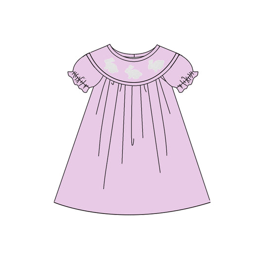 Girls bunny design short sleeve lavender dress preorder