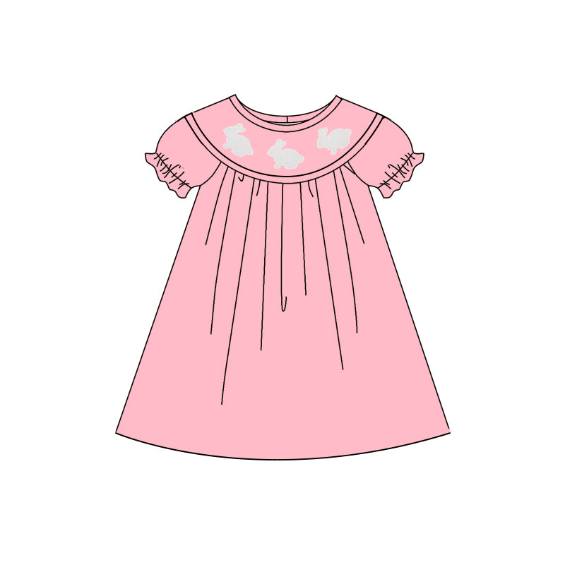 Girls bunny design short sleeve pink dress preorder