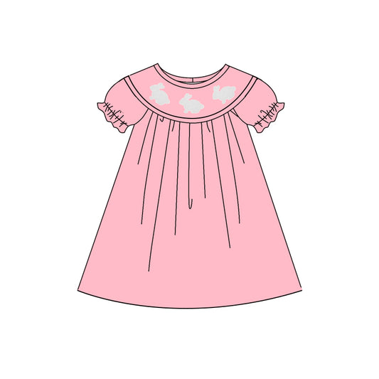 Girls bunny design short sleeve pink dress preorder