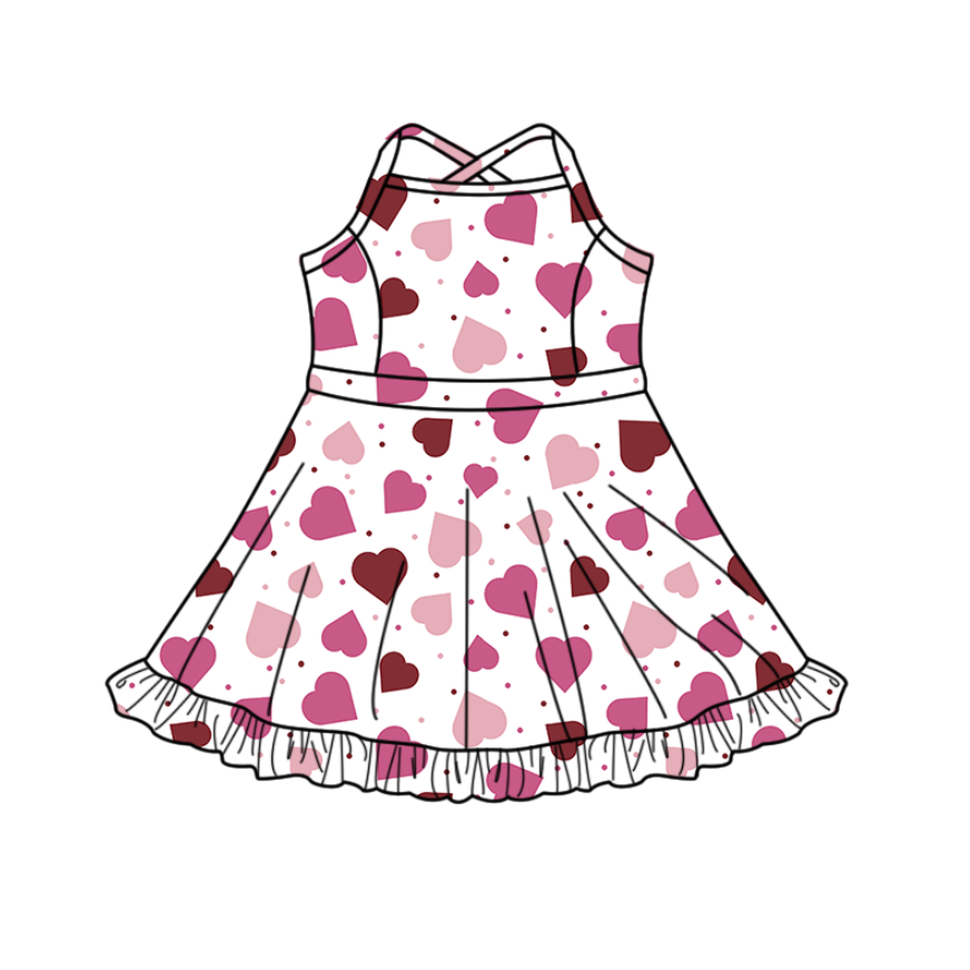 Girls valentines day heart yoga dress preorder
