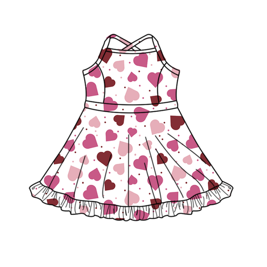 Girls valentines day heart yoga dress preorder