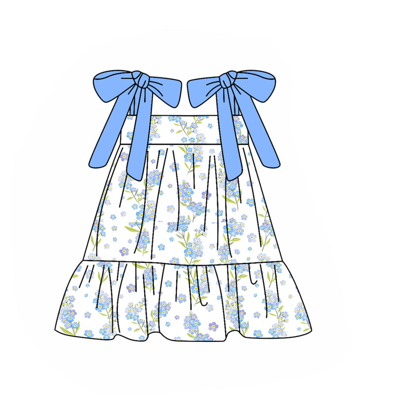 Blue floral design girls holiday dress preorder