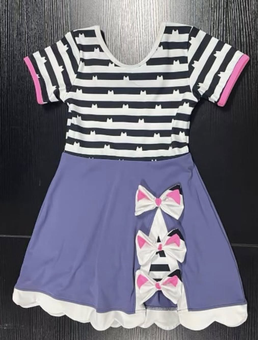 Black stripes bow design girls summer dress preorder