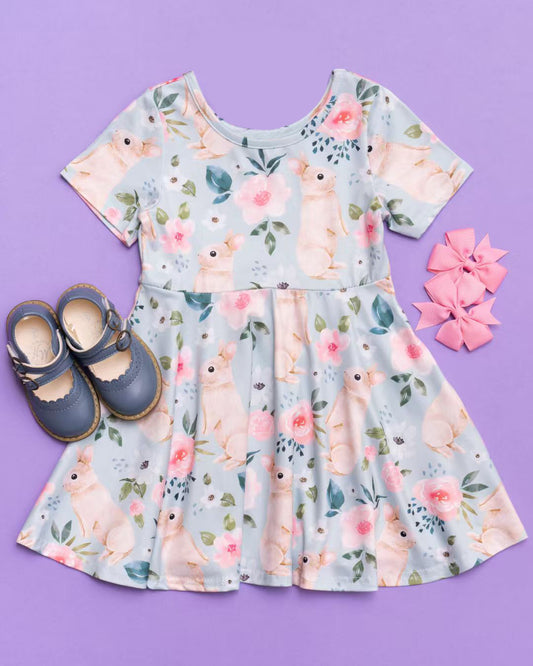 Easter bunny kids girls floral dress preorder