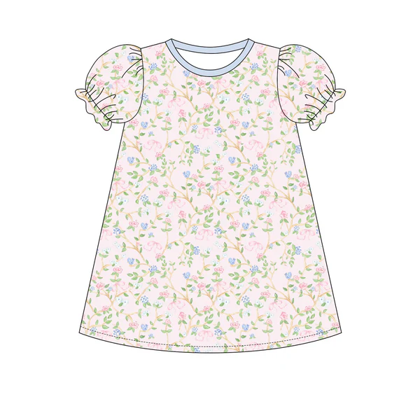 Blue floral kids girls dress preorder