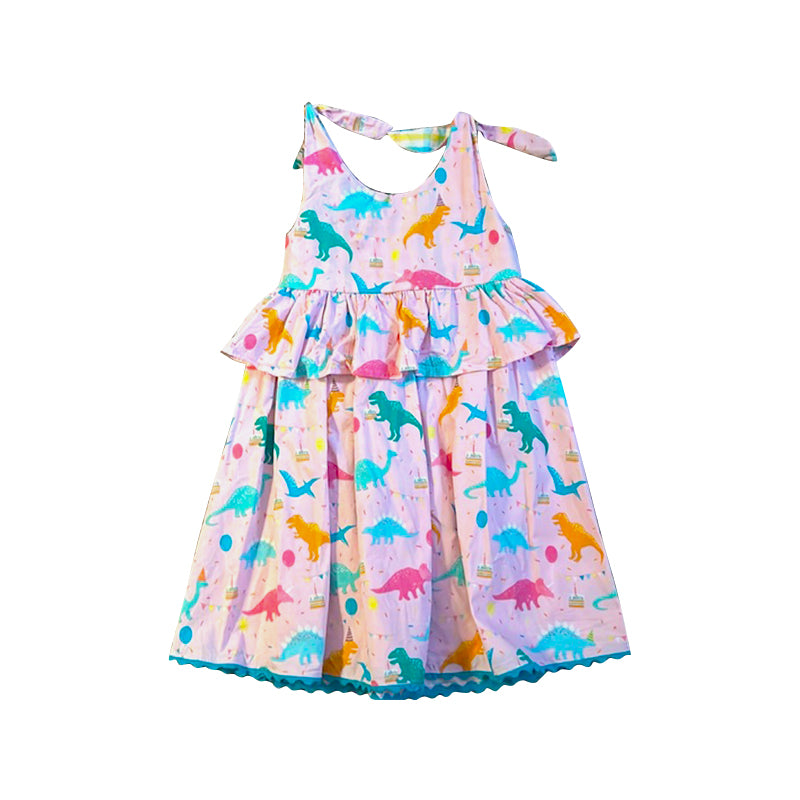 Happy birthday dinosaur design kids girls dress preorder