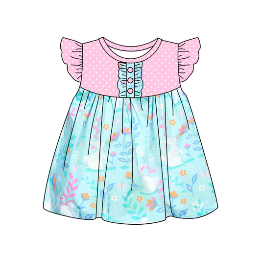 Easter bunny floral kids girls dress preorder