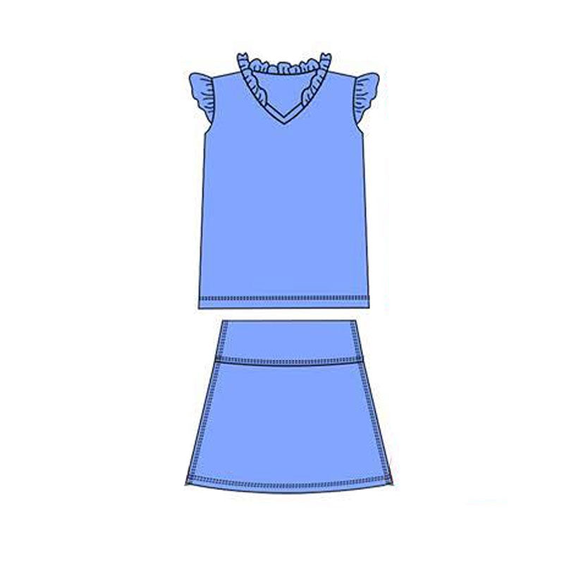 Blue yoga top matching skirt baby girl yoga outfit preorder