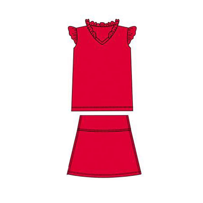 Red yoga top matching skirt baby girl yoga outfit preorder