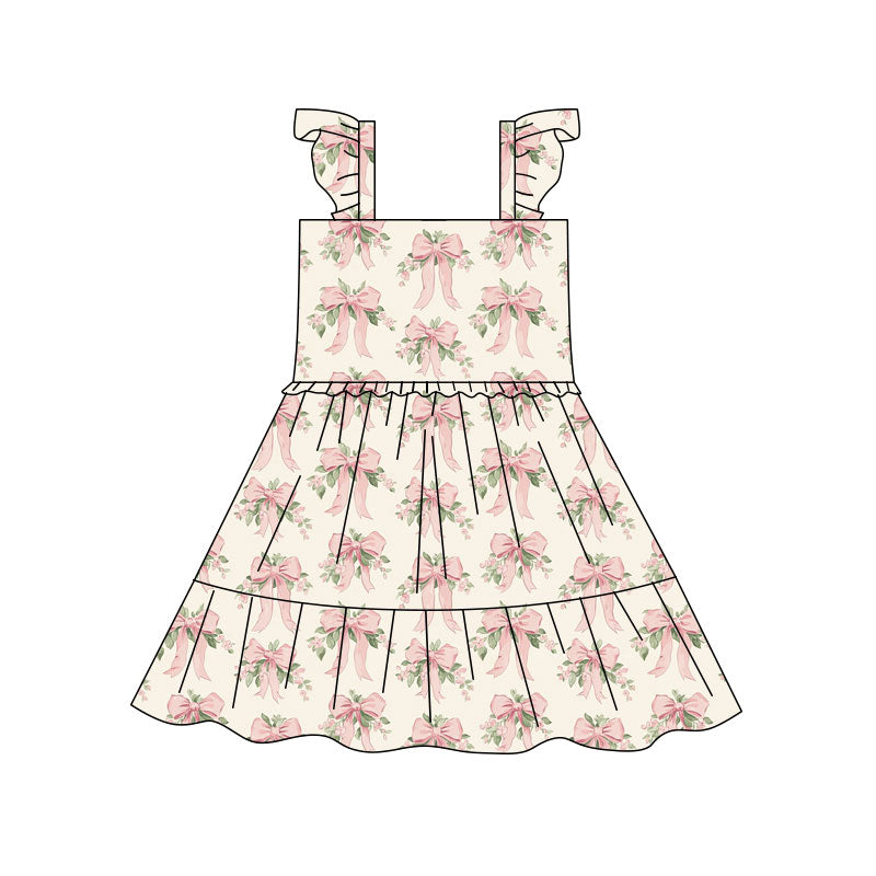 Pink bow floral design kids girls dress preorder