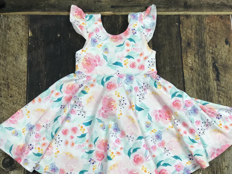 Pink floral girl summer dress preorder